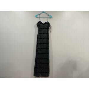 JS Boutique Black Lace and Sequin Sleeveless Maxi Dress US 14 Deadstock NEW